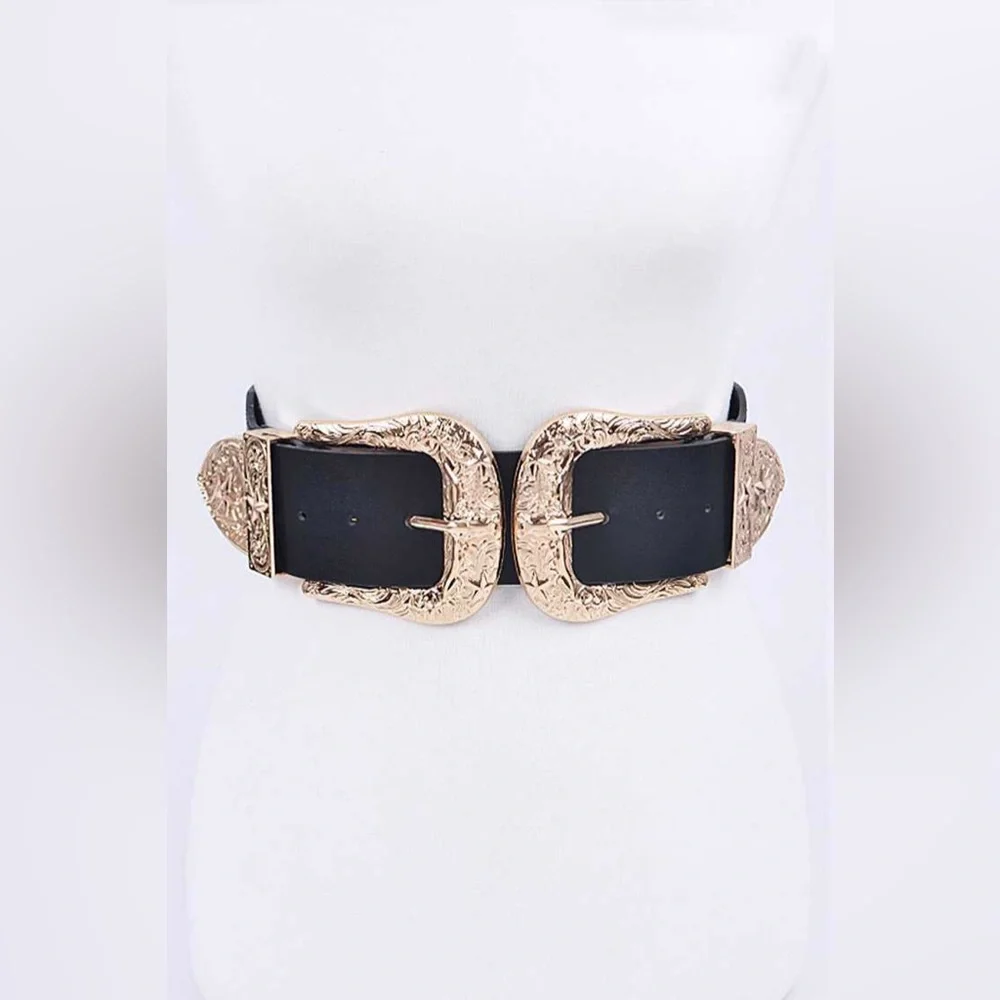 Black & Gold Chunky Western Statement Belt